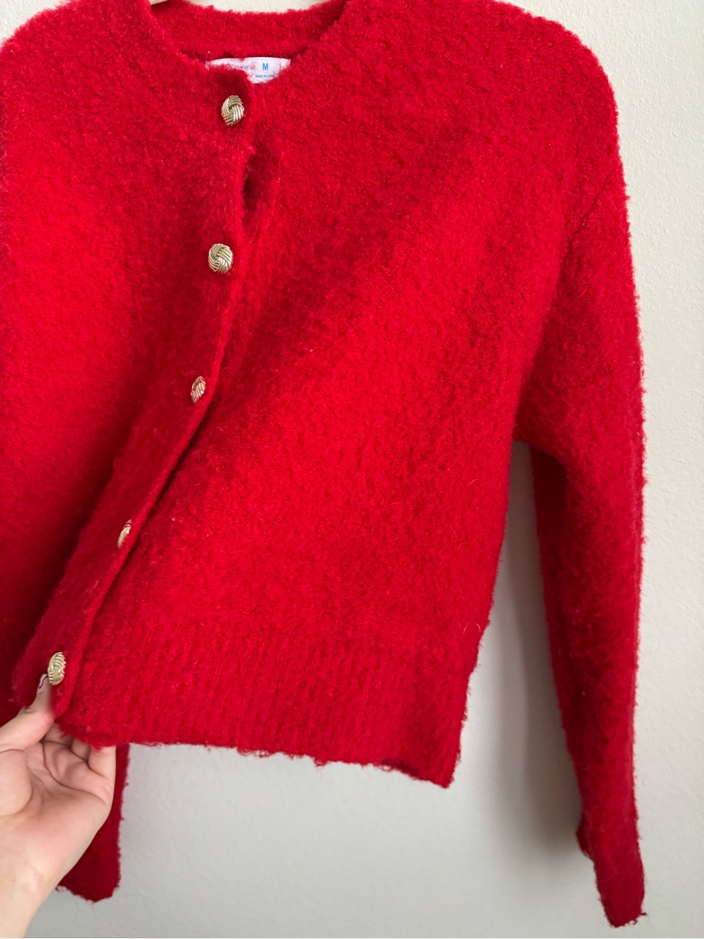Primark Red Fuzzy Button-Up Cardigan - Picture 6 of 7